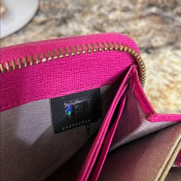 🌵Fendi EUC Zucca Wallet w /COA with Pink Trim - Picture 9 of 11